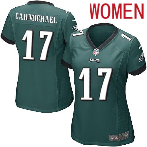 Women Philadelphia Eagles 17 Harold Carmichael Nike Midnight Green Game NFL Jersey
